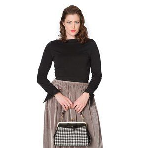 Banned Long Sleeved Bow Top in Black